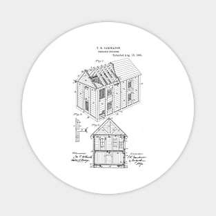 Portable house Vintage Patent Hand Drawing Magnet